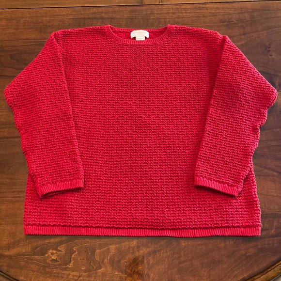 Jones New York Sport Red Knit Cotton Crewneck Sweater Size M - Picture 1 of 3